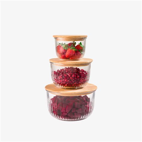 Glass bowl set with wooden lid – limonuae