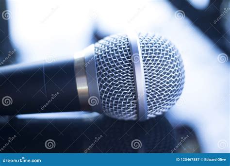 Singers Concert Stage Microphone Stock Image - Image of equipment ...