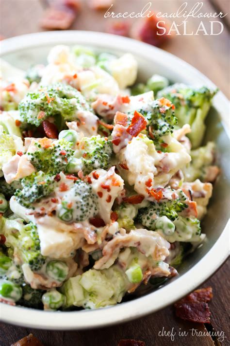 Broccoli And Cauliflower Salad With Bacon And Cheese - Broccoli Walls