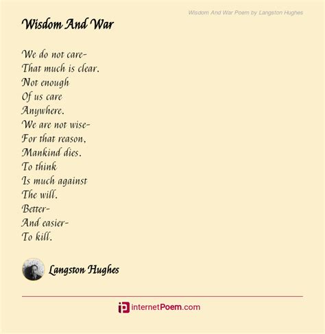 Wisdom And War Poem by Langston Hughes