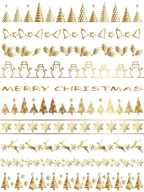 Premium Vector | Christmas gold vector border set with variety of ...