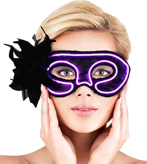 Halloween Mask for Women Light Up Venetian Lace Mask LED Party Eye Mask ...