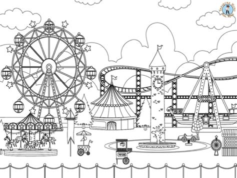 Amusement park Coloring Page - Treasure hunt 4 Kids