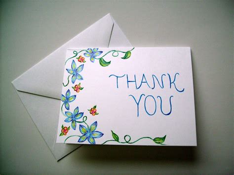 Hand Drawn Thank You Card Blank Card Greeting Card Floral