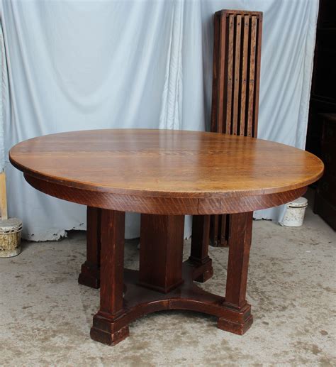 Bargain John's Antiques | Antique Round Oak Dining Table - 54" Diameter - 1" thick top - Limbert ...
