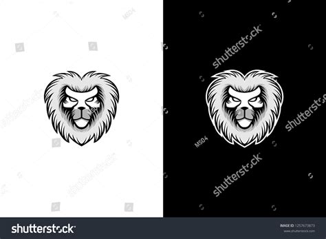 Black White Lion Head Vector Lion Stock Vector (Royalty Free) 1257673873 | Shutterstock