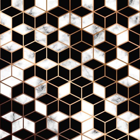 Vector marble texture, seamless pattern design with golden geometric ...