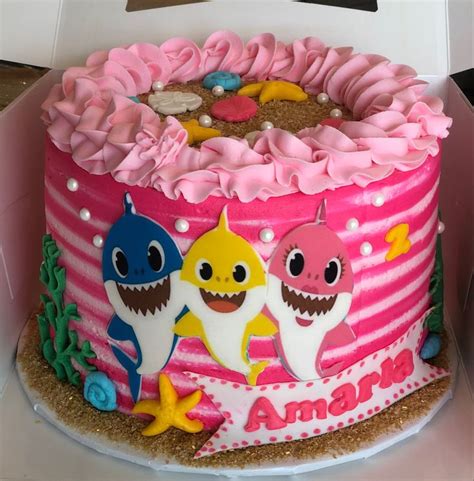 Pink baby shark cake | Shark birthday cakes, Pink birthday cakes, Baby ...