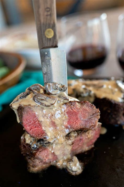 Ninja Grilled Filet Mignon with Mushroom Sauce | Girls Can Grill