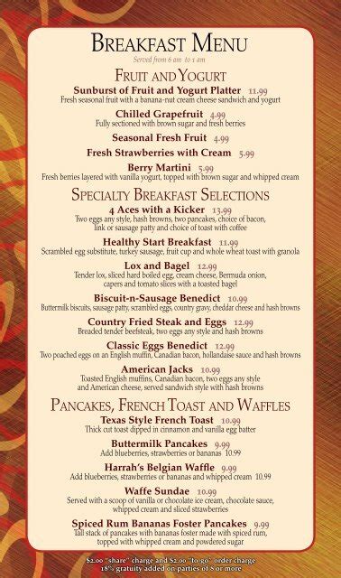 BREAKFAST MENU - Harrah's Las Vegas