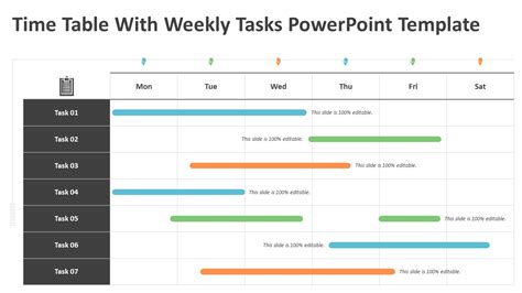 Time Table With Weekly Tasks PowerPoint Template | PPT Slides