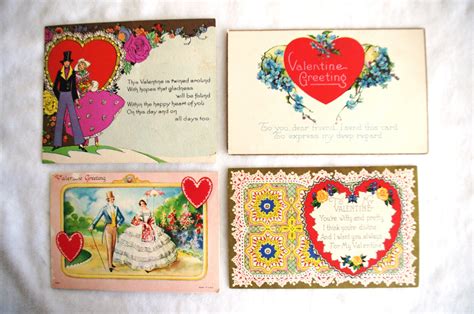 4 Vintage 1920s Valentine Cards / Postcards: Edwardian Era - Etsy