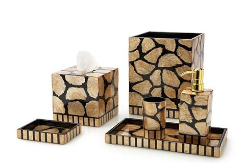 S/6 Capiz Bath Accessories, Gold & Black | Black and gold bathroom, Gold bathroom, Gold bathroom set