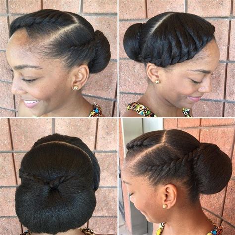 Black Low Bun Updo | Natural hair bride, Protective hairstyles for ...