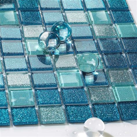 Sea glass tile backsplash ideas bathroom mosaic mirror tile sheets ...