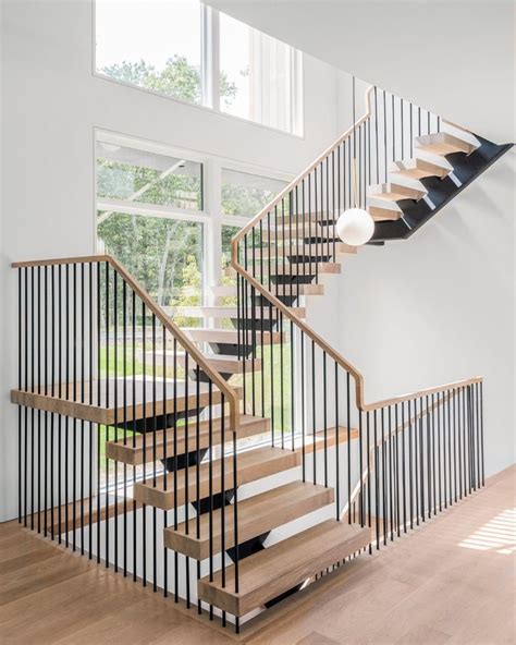 Steel Spindle Railing on Floating Stairs – Hamptons, NY | Keuka Studios | Floating stairs, Metal ...