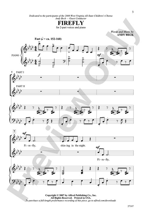 Firefly: 2-Part Choral Octavo: Andy Beck - Digital Sheet Music Download