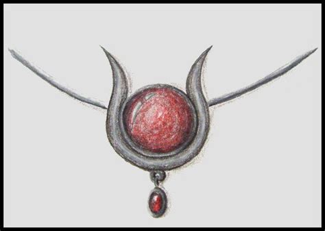 Symbol of Hathor. Promise's shield looks like the red circle and silver horns without th ...