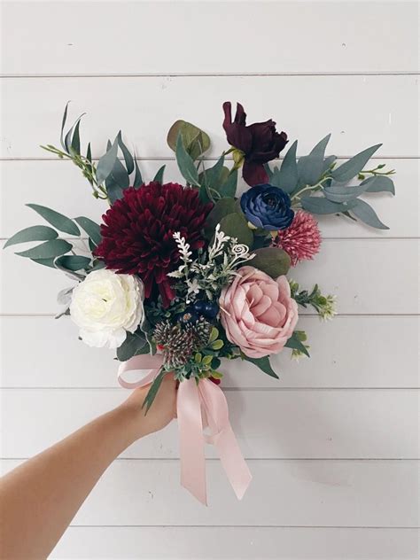 Wedding Bouquet, Bridal Bouquet Burgundy, Burgundy Bridesmaids Bouquet ...