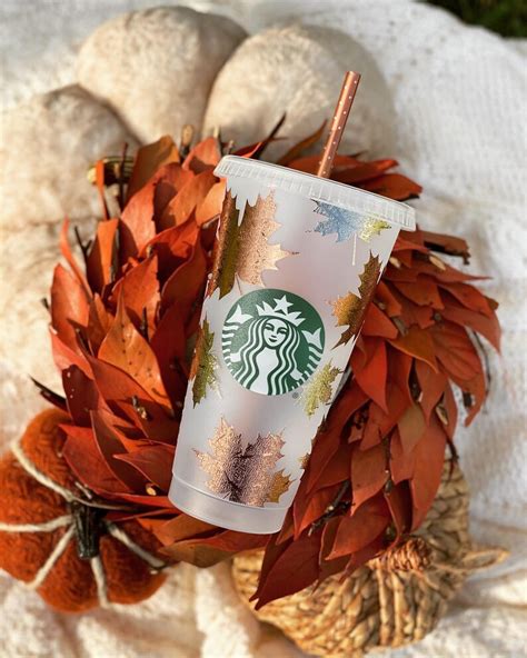 Fall Starbucks Cup Autumn Starbucks Cup Starbucks Leaves | Etsy