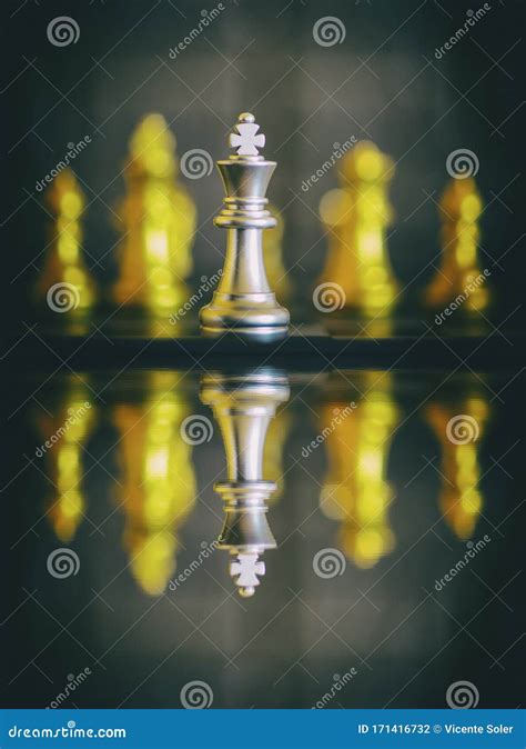 Several Chess Pieces and Their Reflection in the Water Stock Photo - Image of choice, monochrome ...