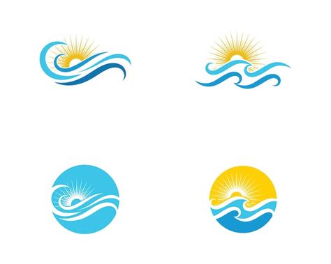 Premium Vector | Sun with water wave icon vector