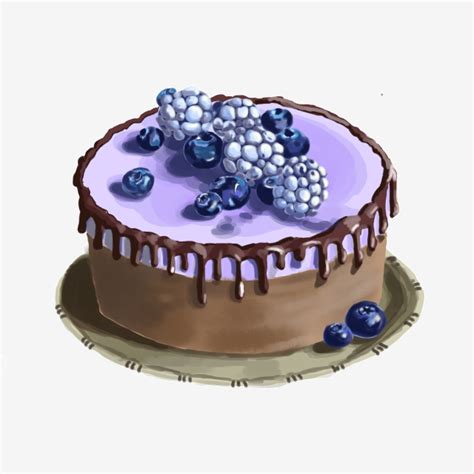 Blueberry Cake Hd Transparent, Blueberry Cake Decoration Illustration, Round Cake, Blueberry ...