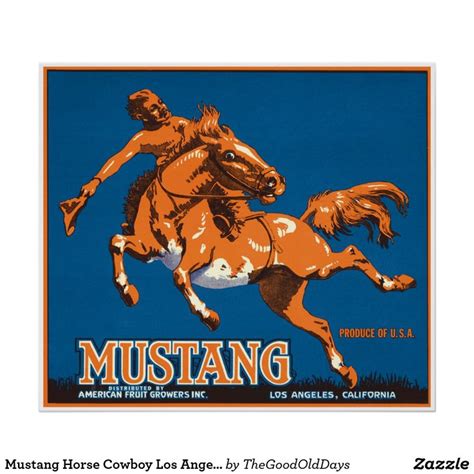 Mustang Horse Cowboy Los Angeles California USA Poster | Zazzle.com ...