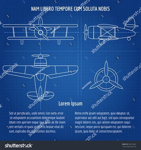 Plane Blueprint Image Drawing Airplane Draft Stock Vector (Royalty Free ...