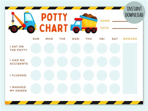 Potty Chart Printable Cars Construction Trucks Potty - Etsy Australia