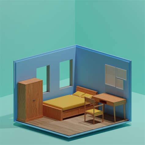 Premium Photo | Isometric bedroom design with minimalist style