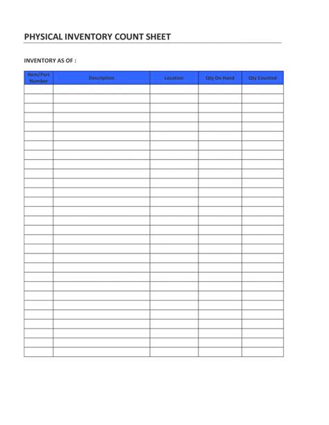 Spreadsheet Free Printable Inventory Sheets Templates Management Excel ...