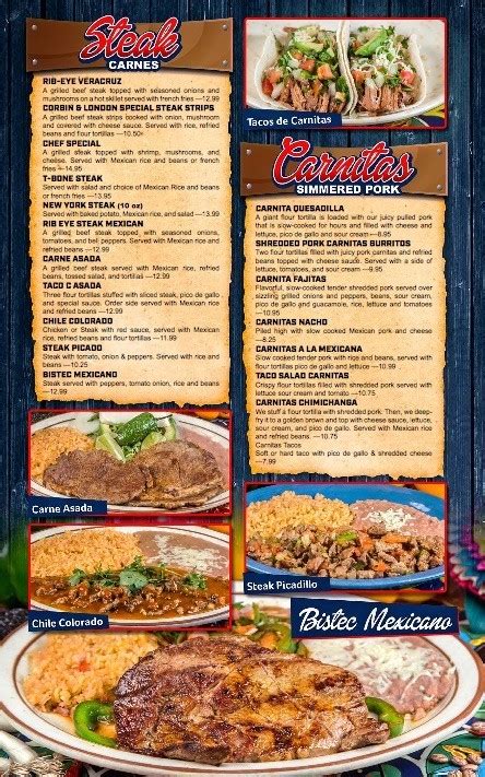 El Dorado Mexican Restaurant menu in Corbin, Kentucky