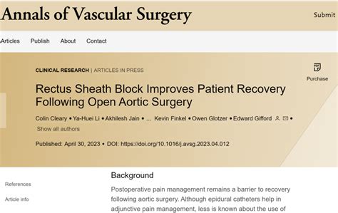 A Retrospective Study on Rectus Sheath Block for Open Aortic Abdominal ...