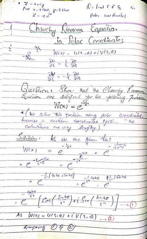 SOLUTION: Cauchy Riemann equation in polar coordinates polar form_Few ...