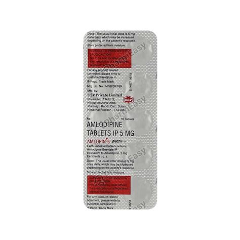 Amlopin 5 MG Tablet (10) - Uses, Side Effects, Dosage, Composition & Price | PharmEasy