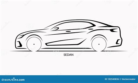 Vector Car Silhouette. Side View of Sedan Stock Vector - Illustration ...