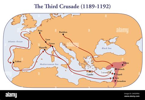 Map of the third crusade route Stock Photo - Alamy