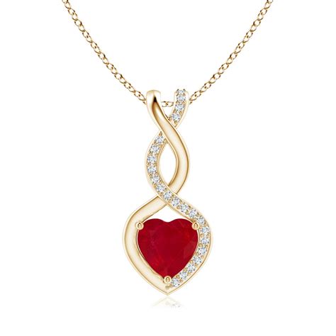 Valentine Jewelry Gift - Ruby Infinity Heart Pendant with Diamonds in ...