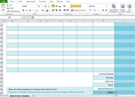 Free Sales Invoice Template For Excel - Excel TMP