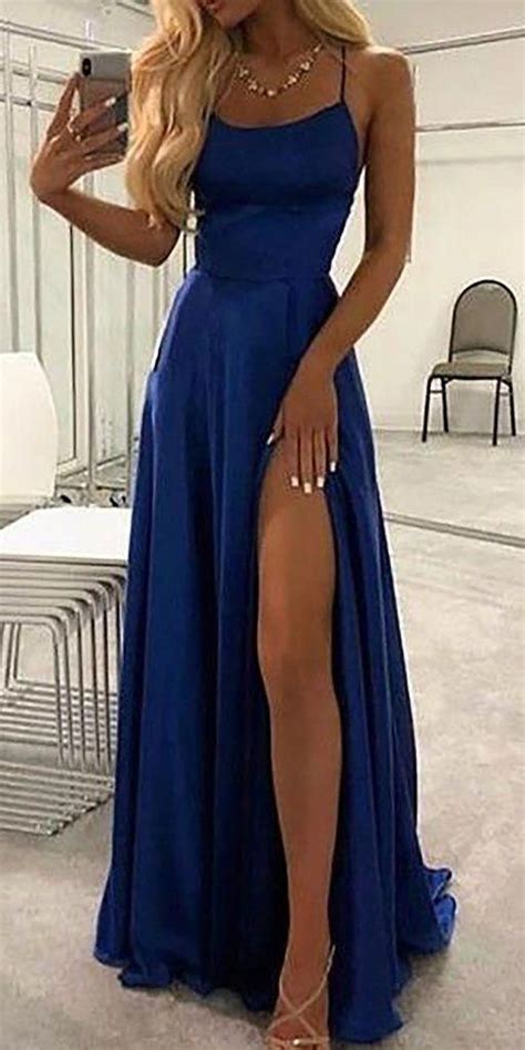 Blue Cute Long Prom Dresses Outfit Ideas for Graduation for Teens - vestido de fiesta de ...