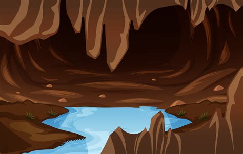 Underground cave with water 301986 Vector Art at Vecteezy