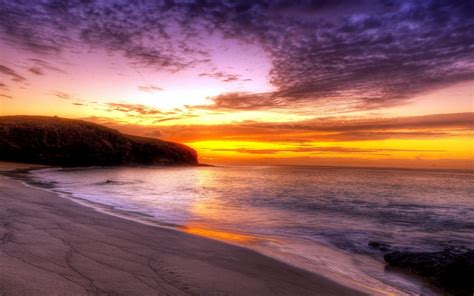 Beautiful Sunset On Beach Landscape Desktop Wallpapers HD / Desktop and ...