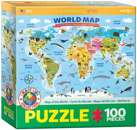 World Map Illustrated, 100 Pieces, Eurographics | Puzzle Warehouse