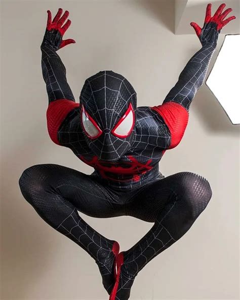 Miles Morales Spider Man Costume Miles Animated Version Cosplay Spiderman Superhero Costume ...