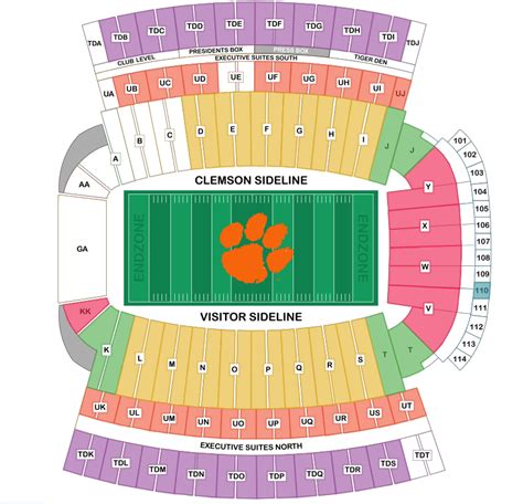 Clemson Memorial Stadium Interactive Seating Chart - Stadium Seating Chart