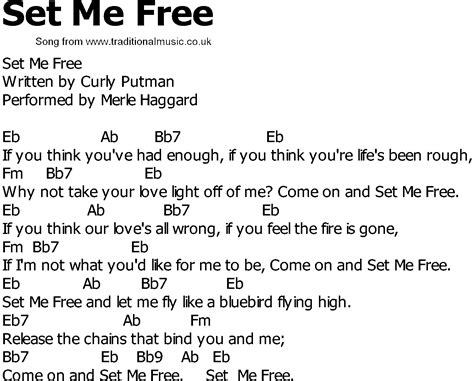 Old Country song lyrics with chords - Set Me Free