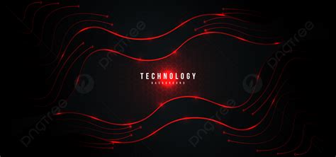 Abstract Wave Line Style Dark And Red Technology Vector Background With High Tech Line And ...