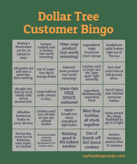 Dollar Tree Customer Bingo (Hope I don't get any cashier hate, most of ...