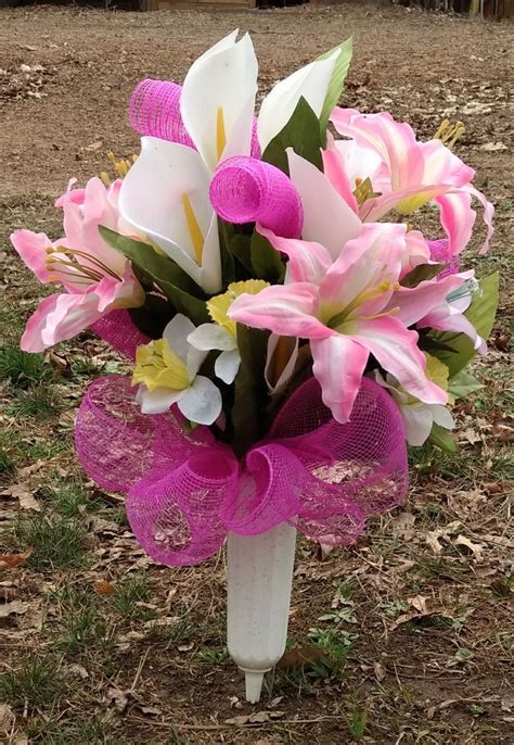 Easter Cemetery Arrangement | 1000 | Memorial flowers, Cemetery decorations, Flower arrangements diy